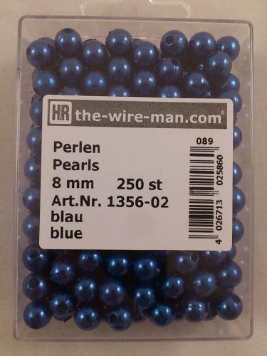 Perlen blau 8 mm. 250 st.
